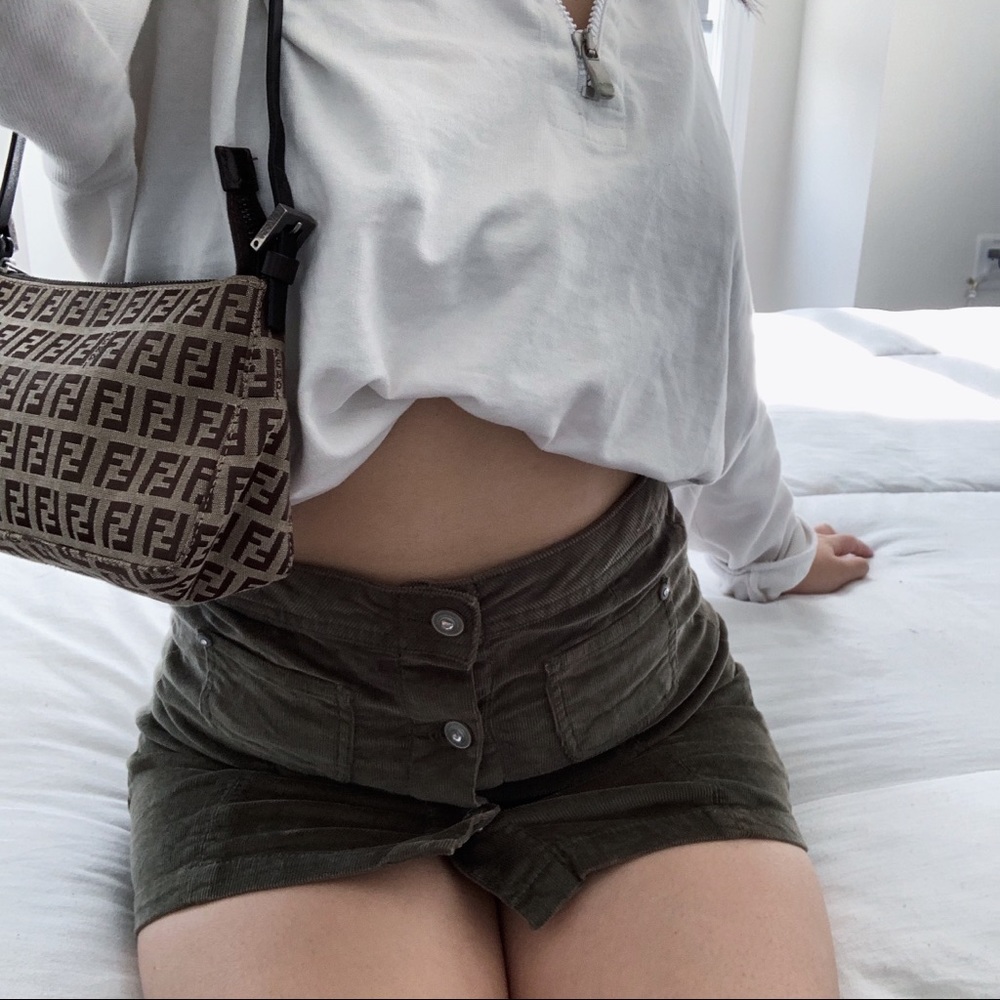 green suede denim skirt